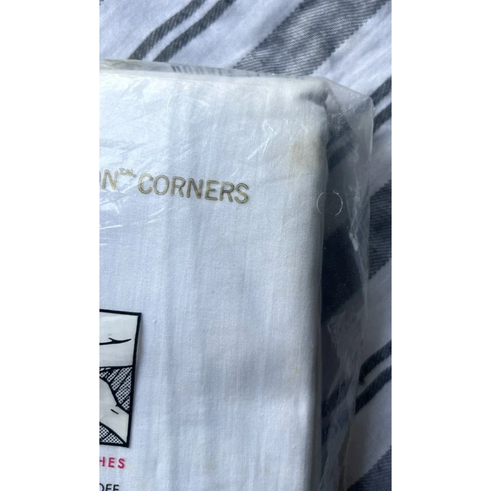 VTG 1960s Springmaid White Cotton Percale Fitted Sheet Made USA Full Double NEW
